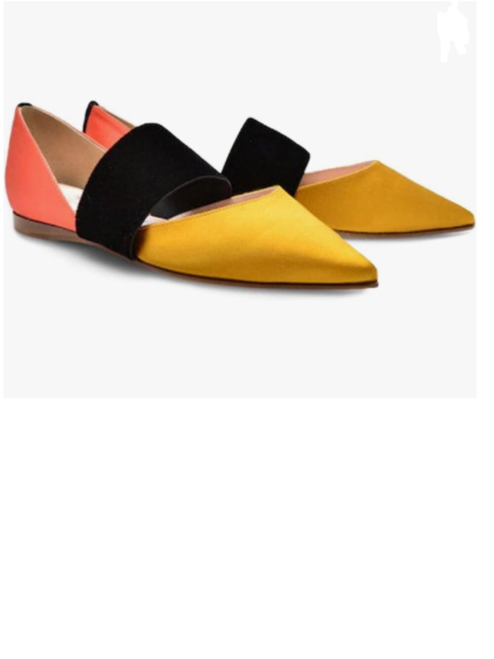 FOWT Orange and Yellow Pointed Toe D'Orsay Flats Slip On with A Band Shoes